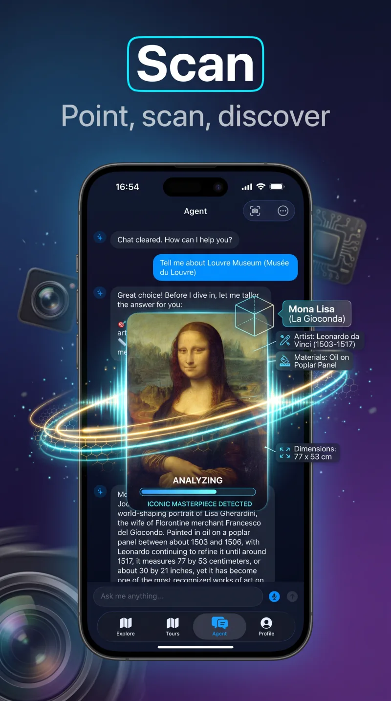 Instantly identify statues, plaques, and exhibits mid-tour